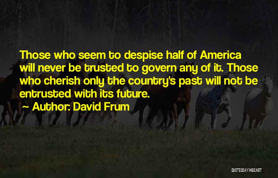 David Frum Quotes: Those Who Seem To Despise Half Of America Will Never Be Trusted To Govern Any Of It. Those Who Cherish