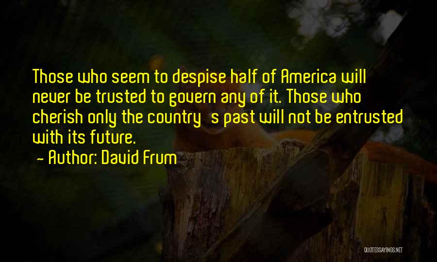 David Frum Quotes: Those Who Seem To Despise Half Of America Will Never Be Trusted To Govern Any Of It. Those Who Cherish