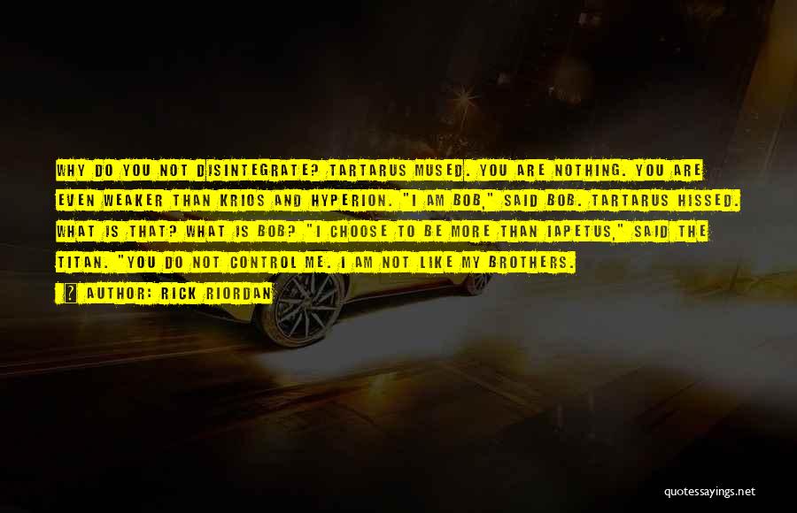 Rick Riordan Quotes: Why Do You Not Disintegrate? Tartarus Mused. You Are Nothing. You Are Even Weaker Than Krios And Hyperion. I Am