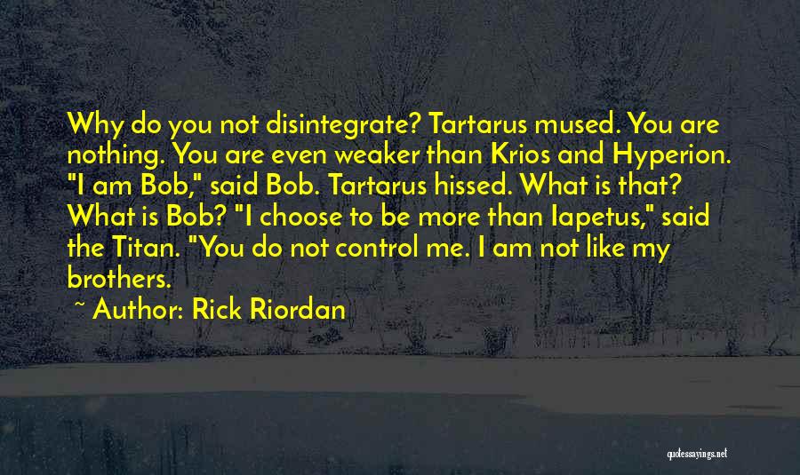 Rick Riordan Quotes: Why Do You Not Disintegrate? Tartarus Mused. You Are Nothing. You Are Even Weaker Than Krios And Hyperion. I Am