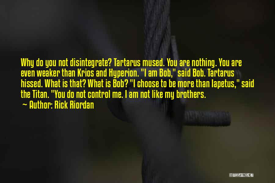 Rick Riordan Quotes: Why Do You Not Disintegrate? Tartarus Mused. You Are Nothing. You Are Even Weaker Than Krios And Hyperion. I Am