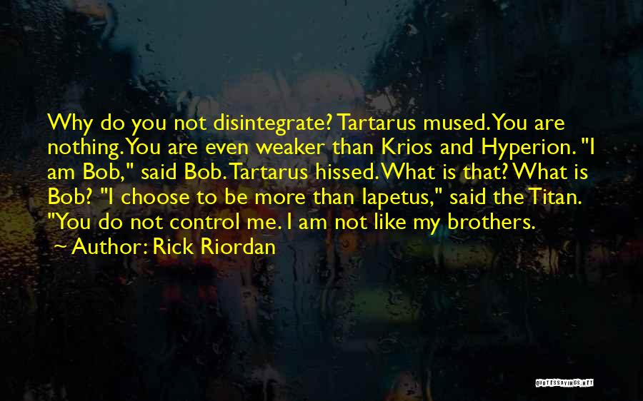 Rick Riordan Quotes: Why Do You Not Disintegrate? Tartarus Mused. You Are Nothing. You Are Even Weaker Than Krios And Hyperion. I Am