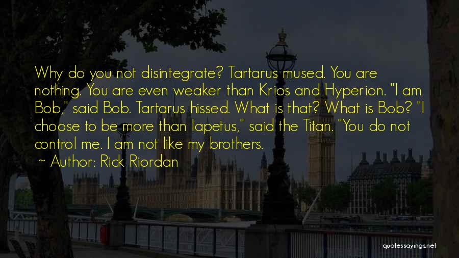 Rick Riordan Quotes: Why Do You Not Disintegrate? Tartarus Mused. You Are Nothing. You Are Even Weaker Than Krios And Hyperion. I Am