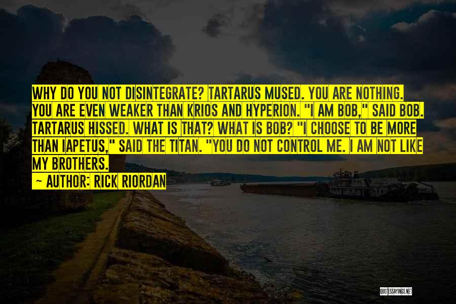 Rick Riordan Quotes: Why Do You Not Disintegrate? Tartarus Mused. You Are Nothing. You Are Even Weaker Than Krios And Hyperion. I Am