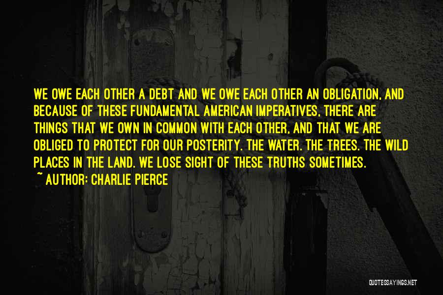 Charlie Pierce Quotes: We Owe Each Other A Debt And We Owe Each Other An Obligation, And Because Of These Fundamental American Imperatives,