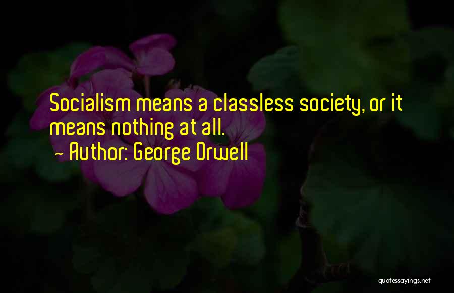 George Orwell Quotes: Socialism Means A Classless Society, Or It Means Nothing At All.