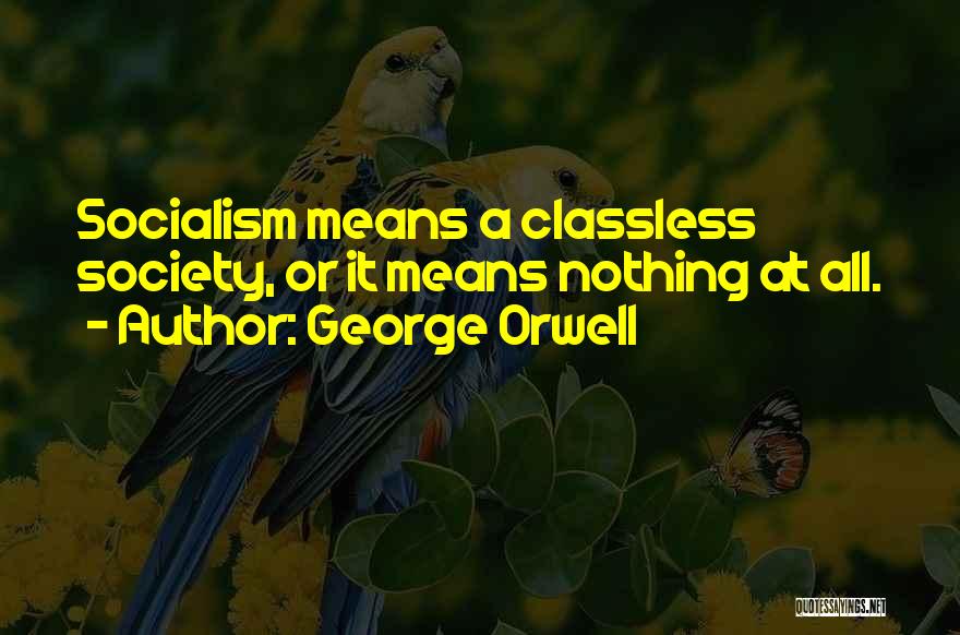 George Orwell Quotes: Socialism Means A Classless Society, Or It Means Nothing At All.