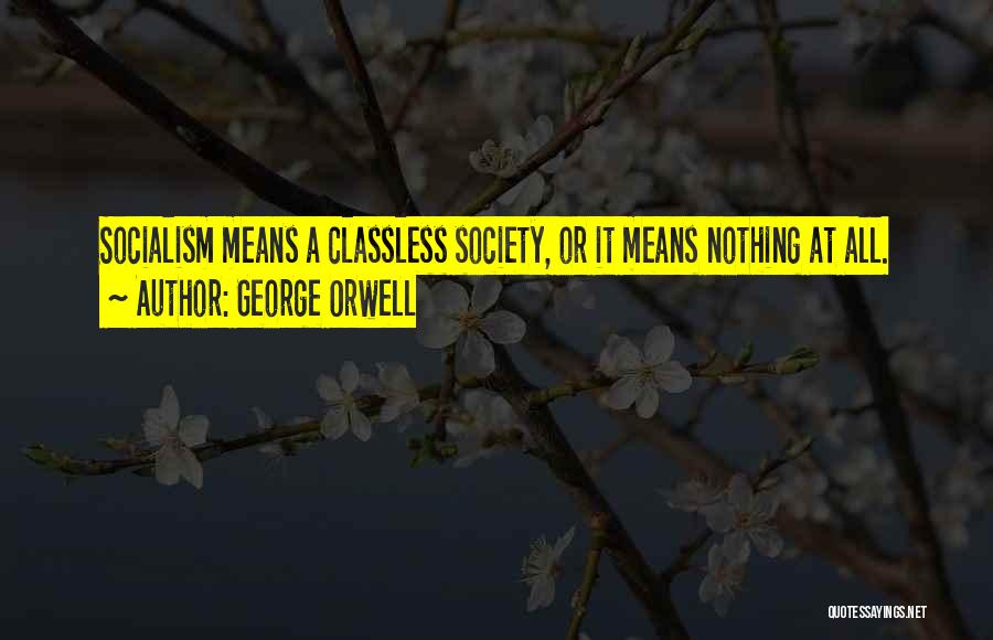 George Orwell Quotes: Socialism Means A Classless Society, Or It Means Nothing At All.