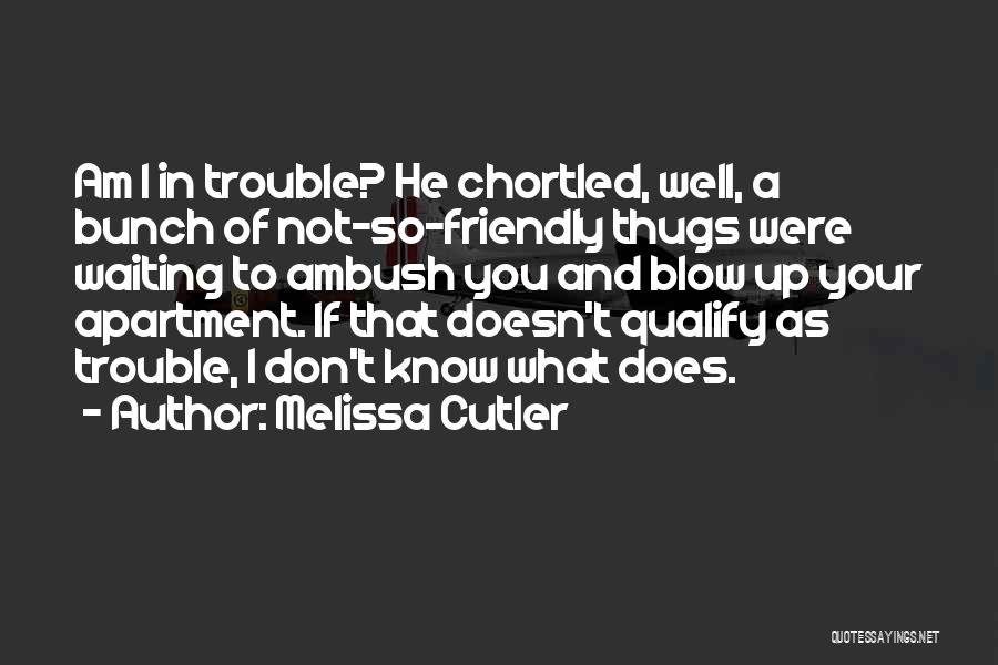 Melissa Cutler Quotes: Am I In Trouble? He Chortled, Well, A Bunch Of Not-so-friendly Thugs Were Waiting To Ambush You And Blow Up