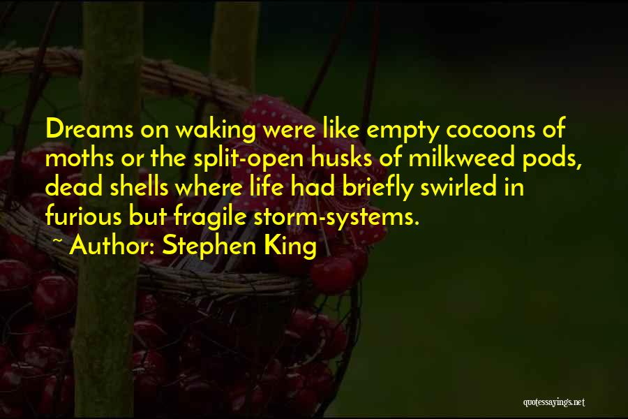 Stephen King Quotes: Dreams On Waking Were Like Empty Cocoons Of Moths Or The Split-open Husks Of Milkweed Pods, Dead Shells Where Life