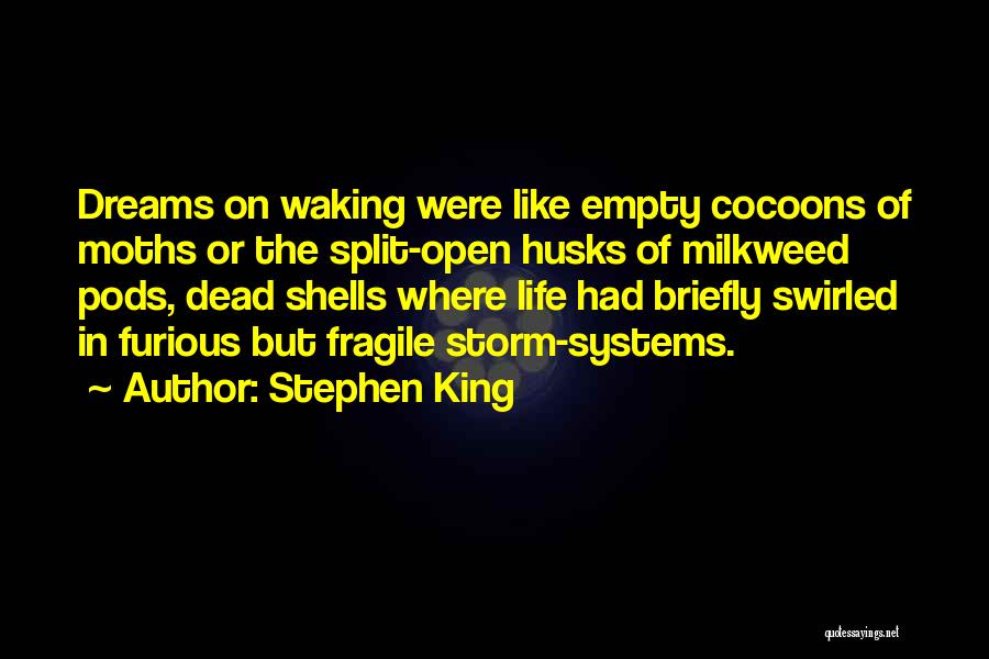 Stephen King Quotes: Dreams On Waking Were Like Empty Cocoons Of Moths Or The Split-open Husks Of Milkweed Pods, Dead Shells Where Life