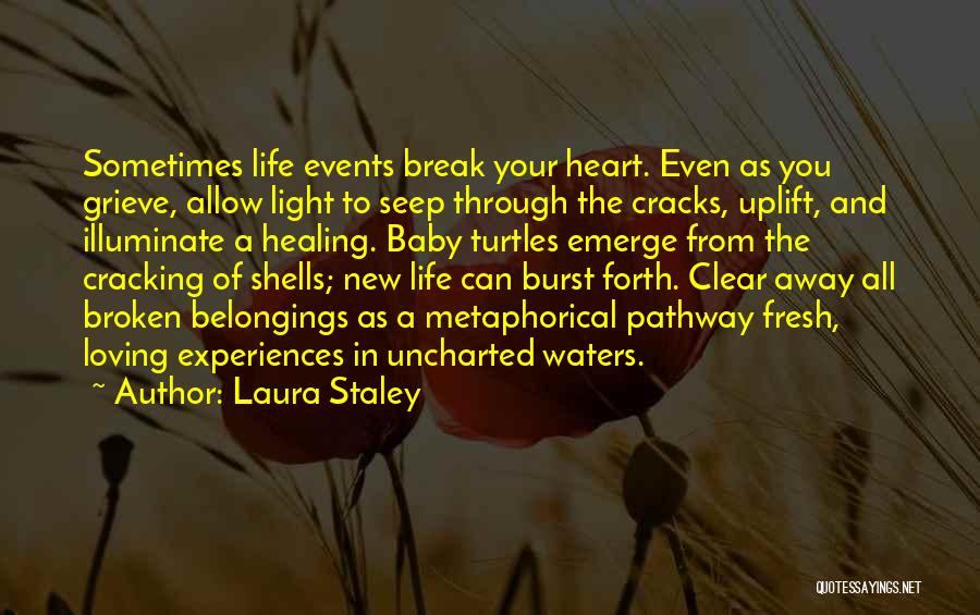 Laura Staley Quotes: Sometimes Life Events Break Your Heart. Even As You Grieve, Allow Light To Seep Through The Cracks, Uplift, And Illuminate