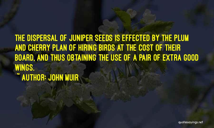 John Muir Quotes: The Dispersal Of Juniper Seeds Is Effected By The Plum And Cherry Plan Of Hiring Birds At The Cost Of