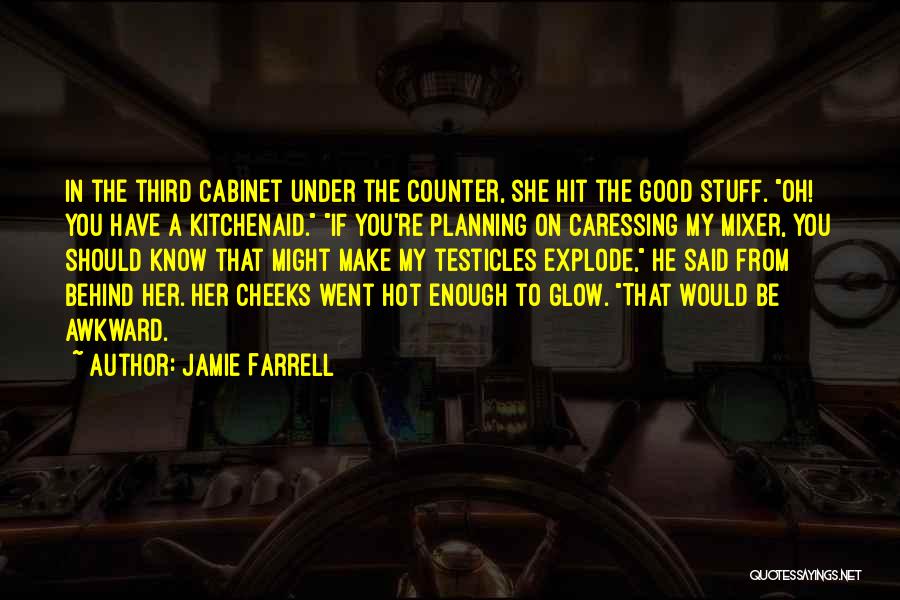 Jamie Farrell Quotes: In The Third Cabinet Under The Counter, She Hit The Good Stuff. Oh! You Have A Kitchenaid. If You're Planning