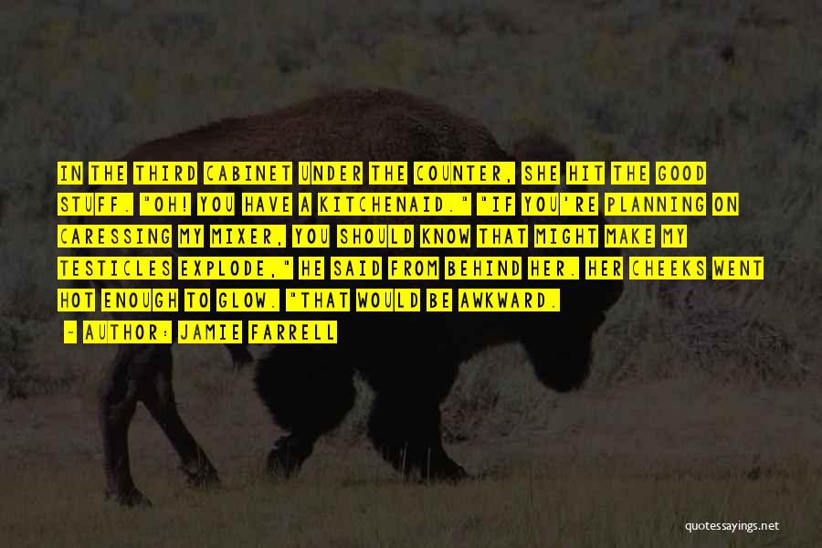Jamie Farrell Quotes: In The Third Cabinet Under The Counter, She Hit The Good Stuff. Oh! You Have A Kitchenaid. If You're Planning