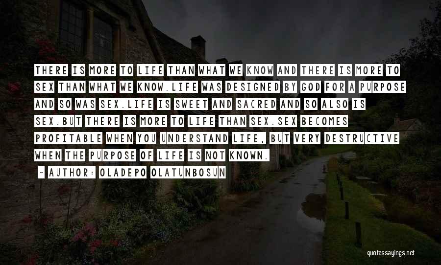 Oladepo Olatunbosun Quotes: There Is More To Life Than What We Know And There Is More To Sex Than What We Know.life Was