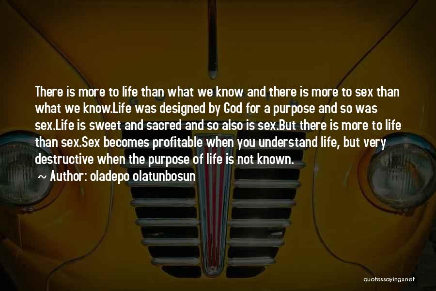 Oladepo Olatunbosun Quotes: There Is More To Life Than What We Know And There Is More To Sex Than What We Know.life Was