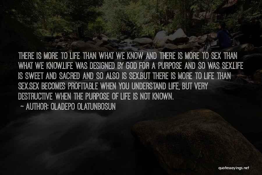 Oladepo Olatunbosun Quotes: There Is More To Life Than What We Know And There Is More To Sex Than What We Know.life Was