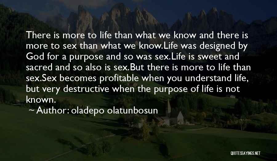 Oladepo Olatunbosun Quotes: There Is More To Life Than What We Know And There Is More To Sex Than What We Know.life Was