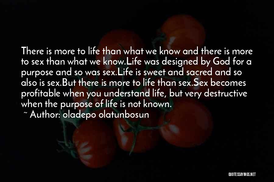 Oladepo Olatunbosun Quotes: There Is More To Life Than What We Know And There Is More To Sex Than What We Know.life Was