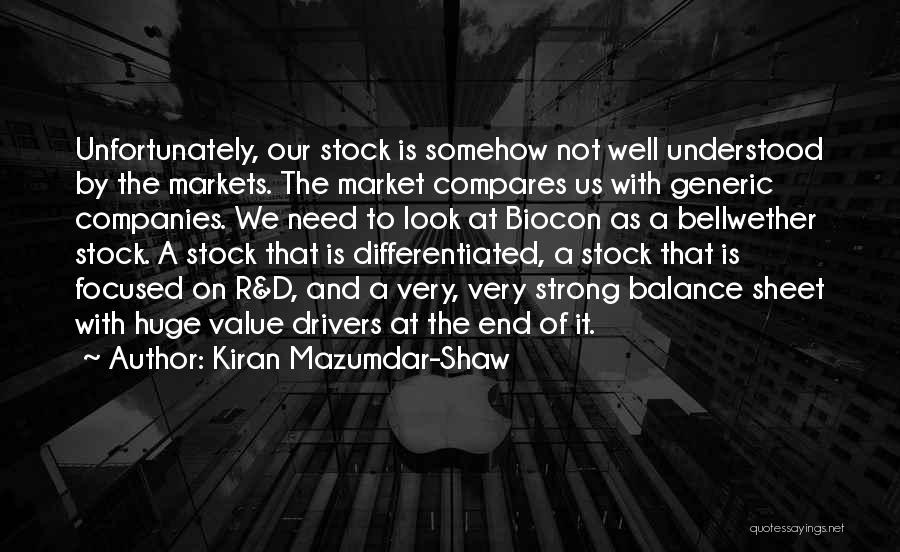 Kiran Mazumdar-Shaw Quotes: Unfortunately, Our Stock Is Somehow Not Well Understood By The Markets. The Market Compares Us With Generic Companies. We Need