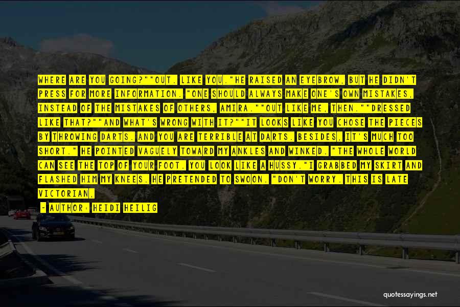 Heidi Heilig Quotes: Where Are You Going?out. Like You.he Raised An Eyebrow, But He Didn't Press For More Information. One Should Always Make