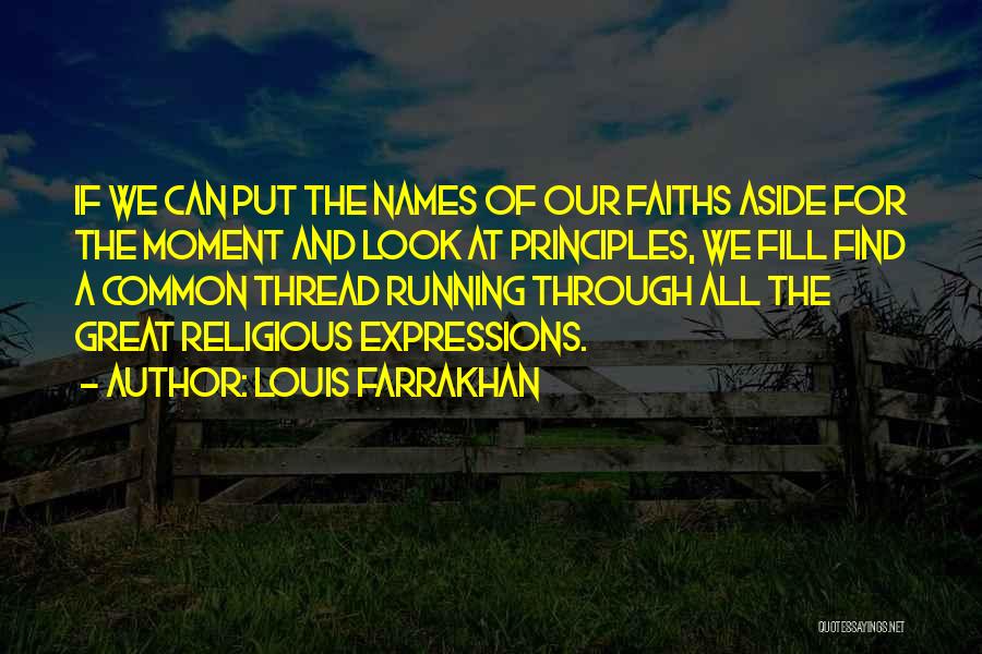 Louis Farrakhan Quotes: If We Can Put The Names Of Our Faiths Aside For The Moment And Look At Principles, We Fill Find