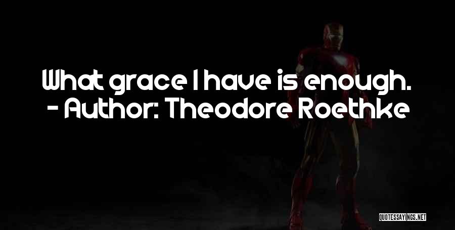 Theodore Roethke Quotes: What Grace I Have Is Enough.