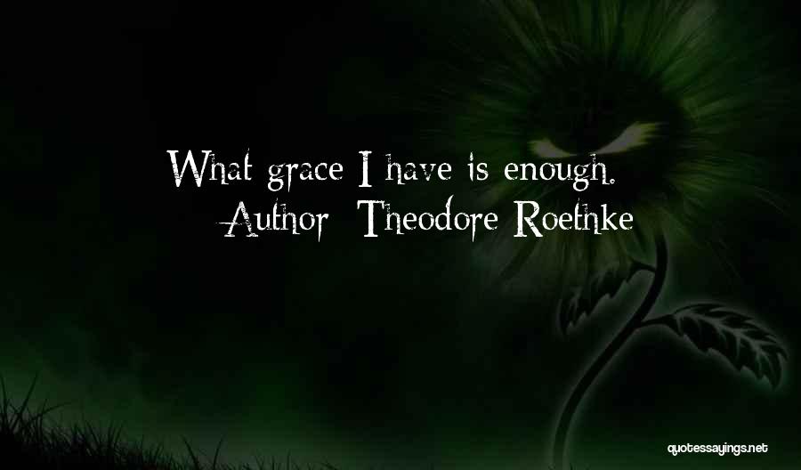 Theodore Roethke Quotes: What Grace I Have Is Enough.