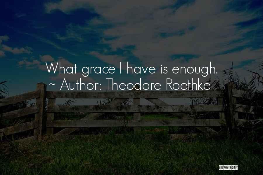 Theodore Roethke Quotes: What Grace I Have Is Enough.