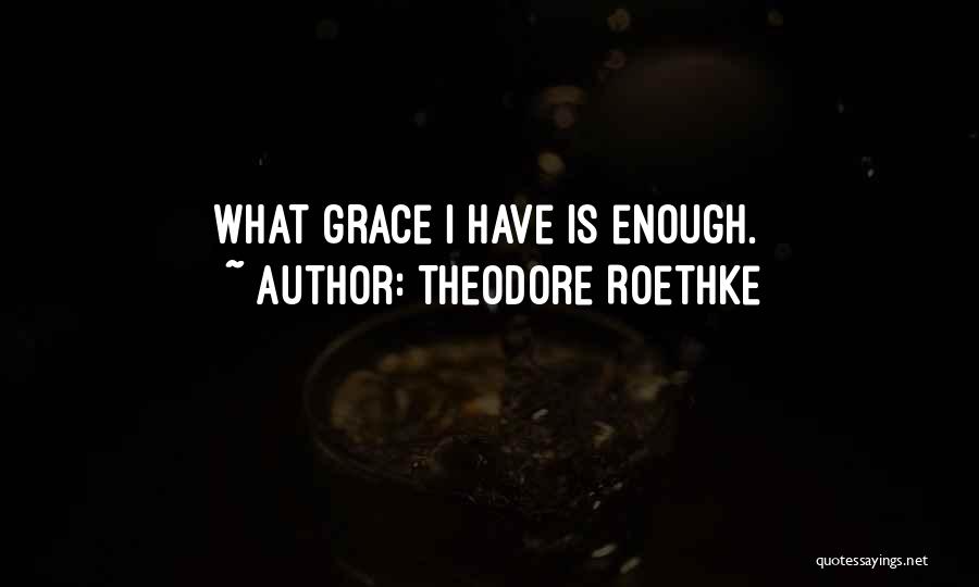 Theodore Roethke Quotes: What Grace I Have Is Enough.