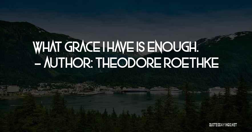 Theodore Roethke Quotes: What Grace I Have Is Enough.