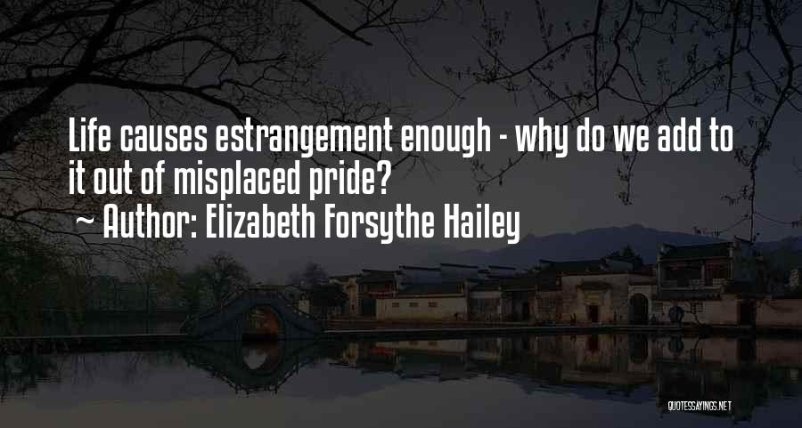 Elizabeth Forsythe Hailey Quotes: Life Causes Estrangement Enough - Why Do We Add To It Out Of Misplaced Pride?