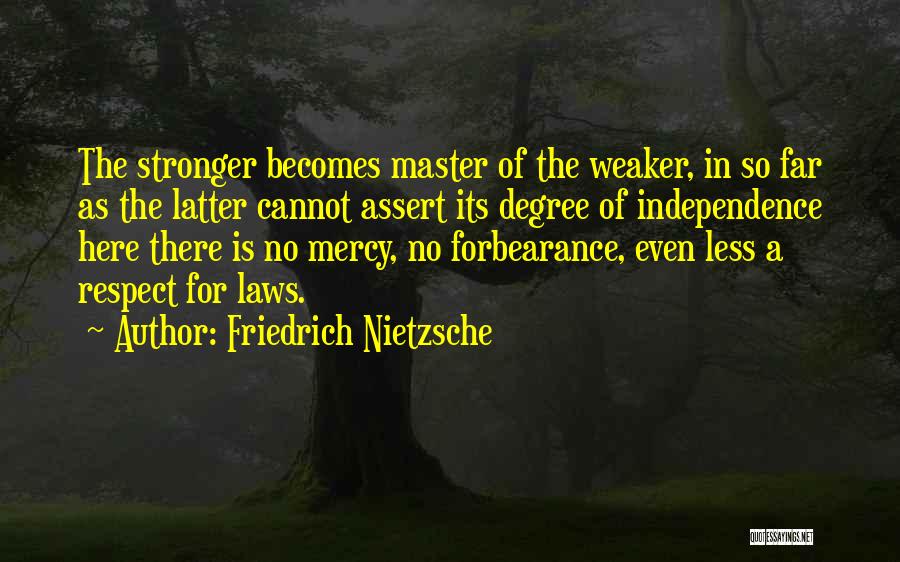 Friedrich Nietzsche Quotes: The Stronger Becomes Master Of The Weaker, In So Far As The Latter Cannot Assert Its Degree Of Independence Here