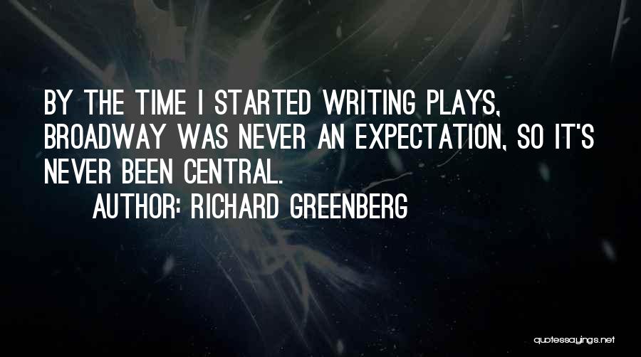 Richard Greenberg Quotes: By The Time I Started Writing Plays, Broadway Was Never An Expectation, So It's Never Been Central.