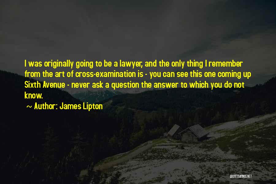 James Lipton Quotes: I Was Originally Going To Be A Lawyer, And The Only Thing I Remember From The Art Of Cross-examination Is