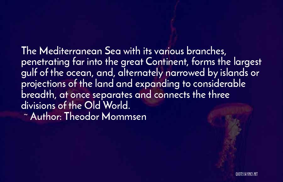 Theodor Mommsen Quotes: The Mediterranean Sea With Its Various Branches, Penetrating Far Into The Great Continent, Forms The Largest Gulf Of The Ocean,