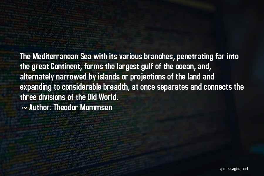 Theodor Mommsen Quotes: The Mediterranean Sea With Its Various Branches, Penetrating Far Into The Great Continent, Forms The Largest Gulf Of The Ocean,