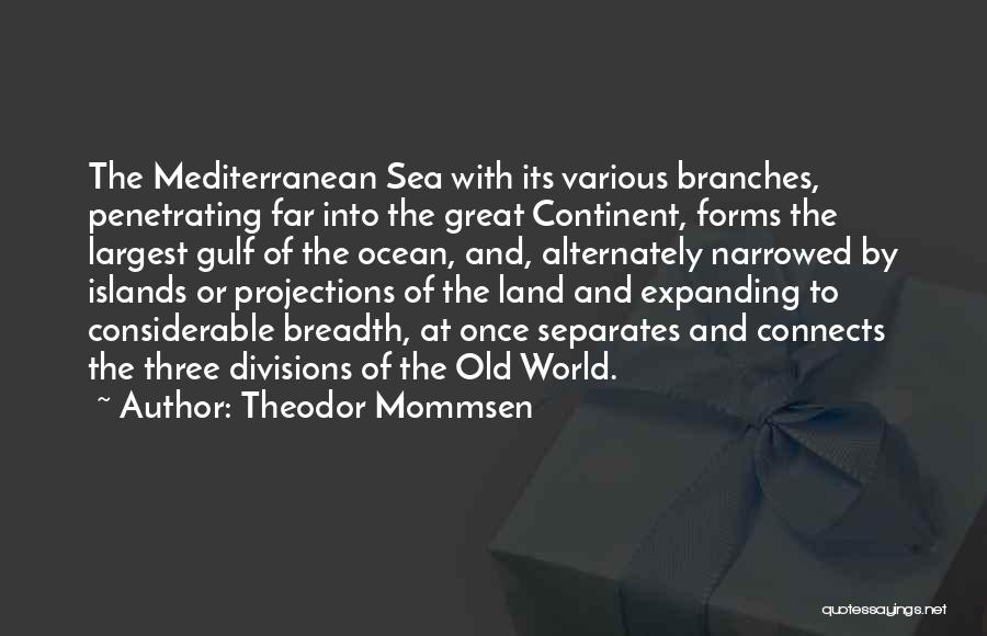 Theodor Mommsen Quotes: The Mediterranean Sea With Its Various Branches, Penetrating Far Into The Great Continent, Forms The Largest Gulf Of The Ocean,