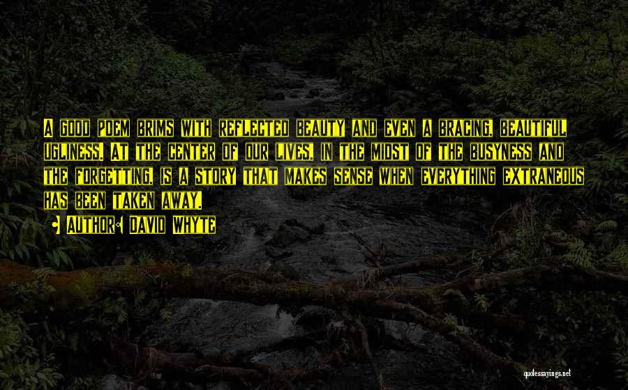 David Whyte Quotes: A Good Poem Brims With Reflected Beauty And Even A Bracing, Beautiful Ugliness. At The Center Of Our Lives, In