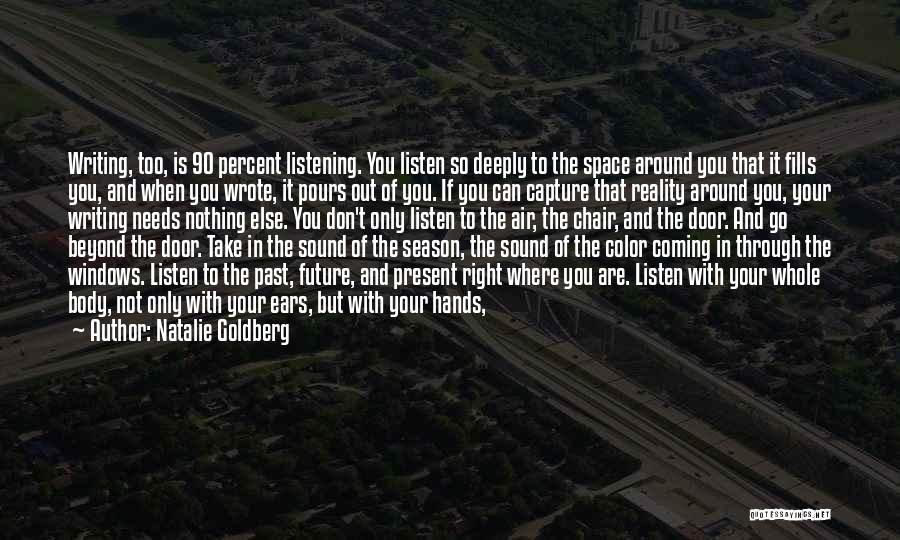 Natalie Goldberg Quotes: Writing, Too, Is 90 Percent Listening. You Listen So Deeply To The Space Around You That It Fills You, And