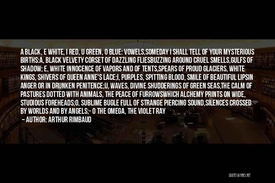 Arthur Rimbaud Quotes: A Black, E White, I Red, U Green, O Blue: Vowels,someday I Shall Tell Of Your Mysterious Births:a, Black Velvety