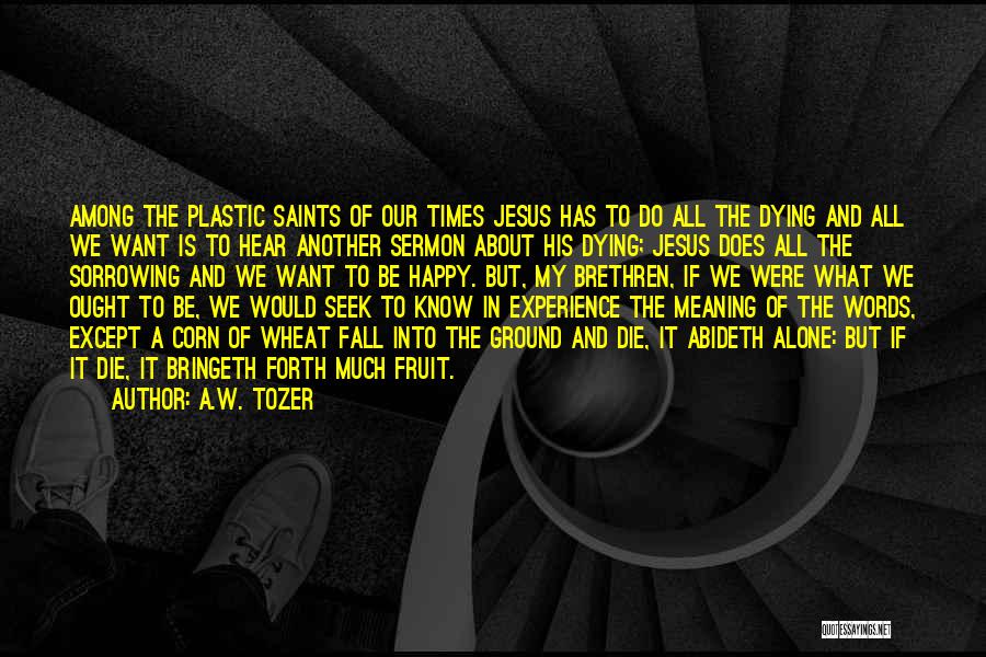 A.W. Tozer Quotes: Among The Plastic Saints Of Our Times Jesus Has To Do All The Dying And All We Want Is To