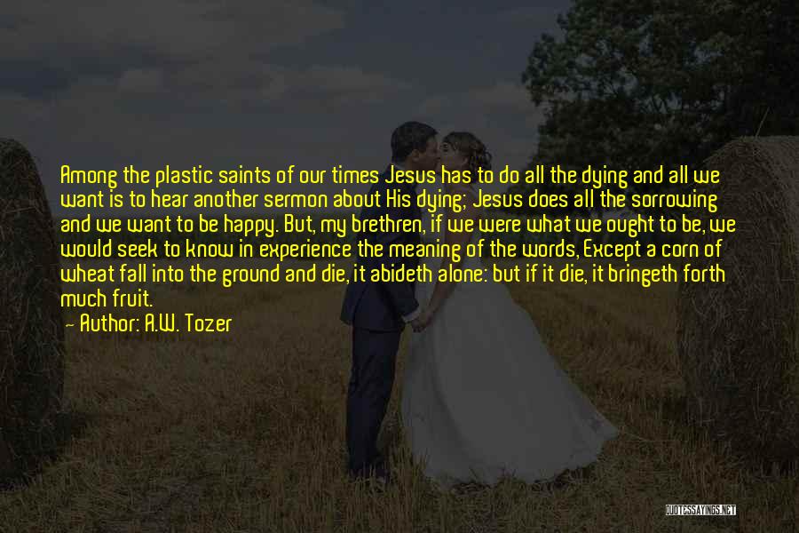 A.W. Tozer Quotes: Among The Plastic Saints Of Our Times Jesus Has To Do All The Dying And All We Want Is To