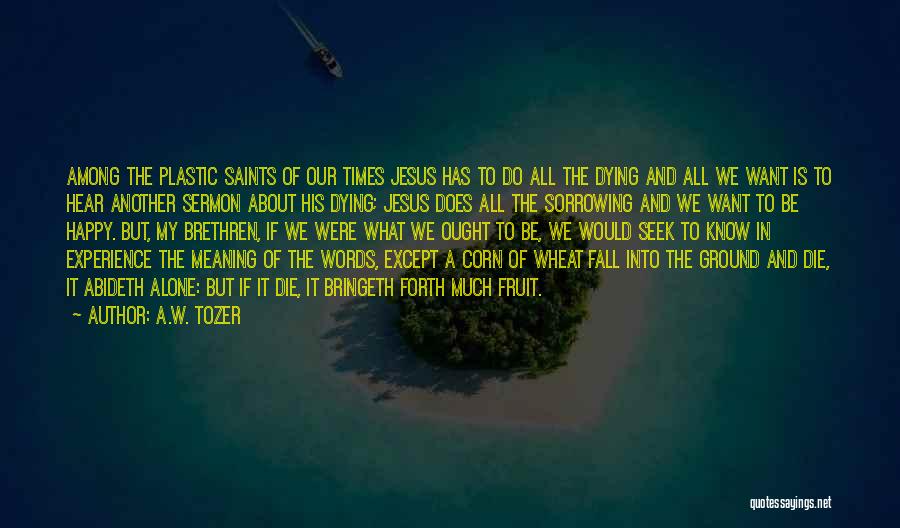 A.W. Tozer Quotes: Among The Plastic Saints Of Our Times Jesus Has To Do All The Dying And All We Want Is To