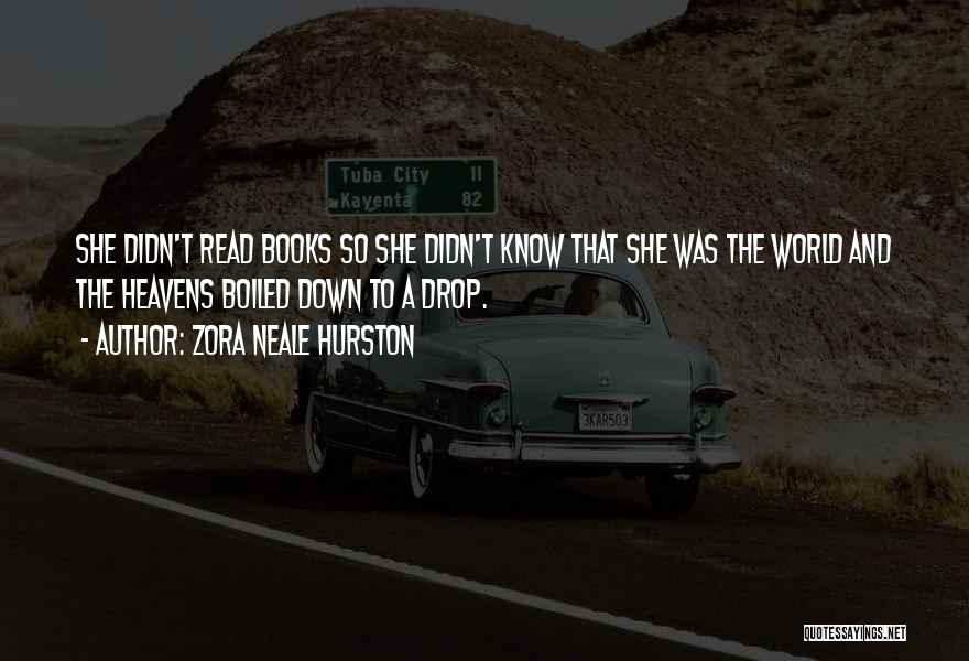 Zora Neale Hurston Quotes: She Didn't Read Books So She Didn't Know That She Was The World And The Heavens Boiled Down To A