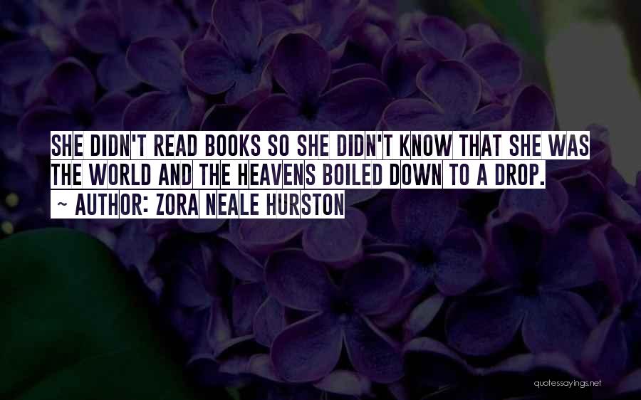 Zora Neale Hurston Quotes: She Didn't Read Books So She Didn't Know That She Was The World And The Heavens Boiled Down To A