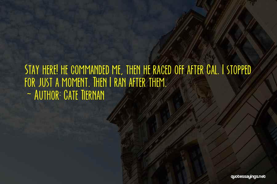 Cate Tiernan Quotes: Stay Here! He Commanded Me, Then He Raced Off After Cal. I Stopped For Just A Moment. Then I Ran