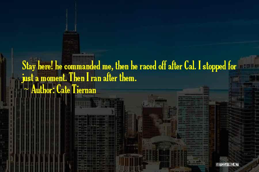 Cate Tiernan Quotes: Stay Here! He Commanded Me, Then He Raced Off After Cal. I Stopped For Just A Moment. Then I Ran