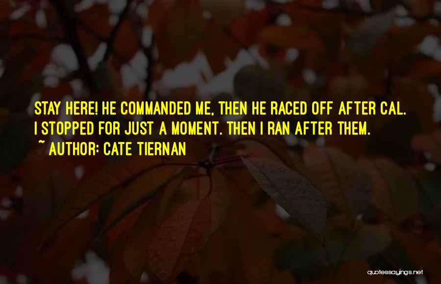 Cate Tiernan Quotes: Stay Here! He Commanded Me, Then He Raced Off After Cal. I Stopped For Just A Moment. Then I Ran